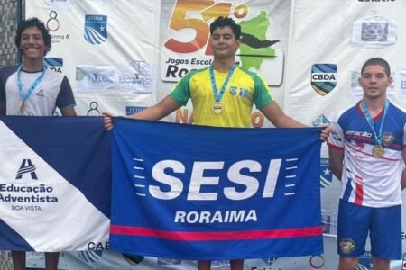 Joan Peñaloza da Escola Sesi/Senai quebra 3 recordes nos Jogos Escolares de RR