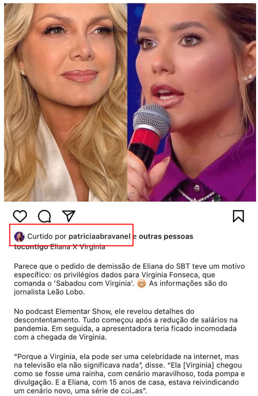 Patricia Abravanel reforça indícios de que Eliana teria saído do SBT por causa de Virginia; entenda 3 Patricia Abravanel reforça indícios de que Eliana teria saído do SBT por causa de Virginia; entenda