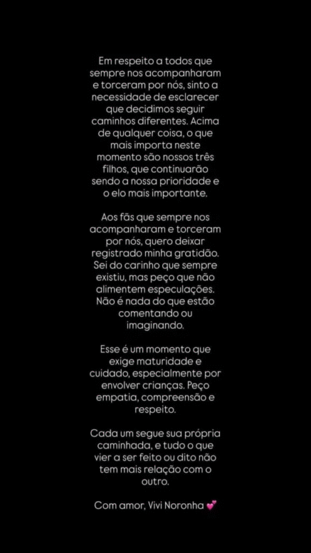 Vivi Noronha anuncia fim do casamento com MC Poze do Rodo: Caminhos diferentes Vivi Noronha anuncia fim do casamento com MC Poze do Rodo: ‘Caminhos diferentes’