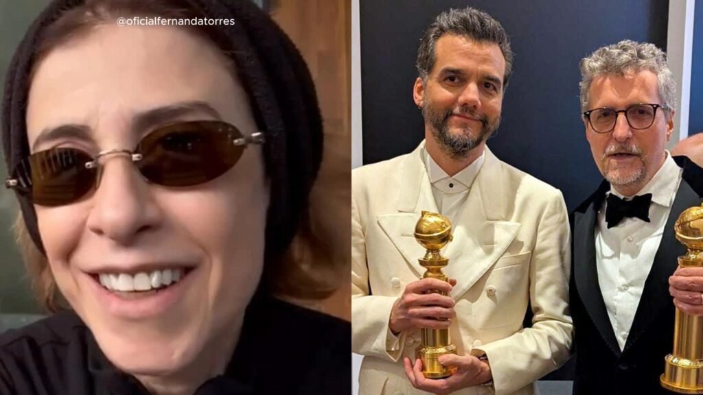 Fernanda Torres celebra conquista de Wagner Moura e Kleber Mendonça Filho no Globo de Ouro